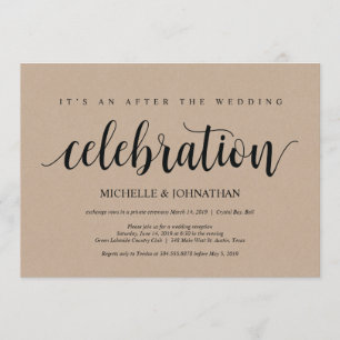 Invitaciones de recepción de boda íntima rústicas 