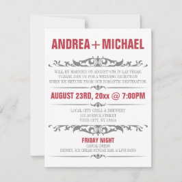 Invitaciones de Recepción de Boda Merlot & Gris