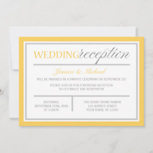 Invitaciones de recepción de boda modernas amarill