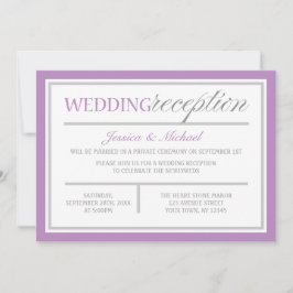 Invitaciones de recepción de boda modernas moradas