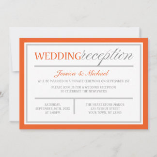 Invitaciones de recepción de boda modernas naranja