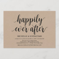 Invitaciones de recepción de boda secreta Kraft rú