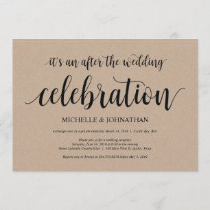 Invitaciones de recepción de boda y fuga con Kraft