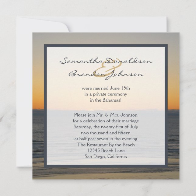 Invitaciones de recepción de bodas (Anverso)