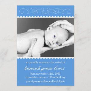 Invitaciones de Recién nacido florecientes (azul r