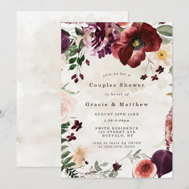 Invitaciones de Regalo de Boda de Flores Silvestre (Anverso / Reverso)