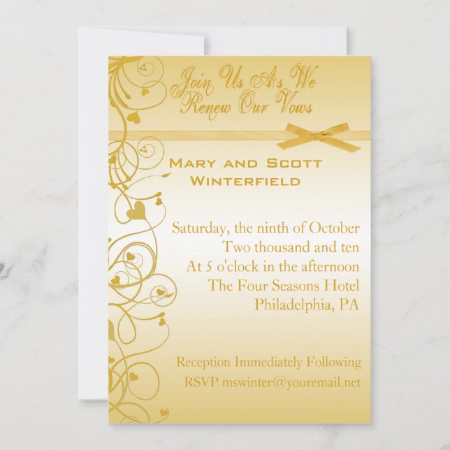 Invitaciones de renovación de votos de bodas (Anverso)