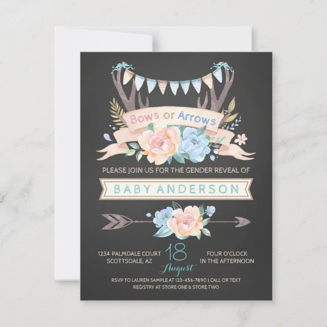 Invitaciones de Revelación de Género con Tiza y Cu (Anverso)