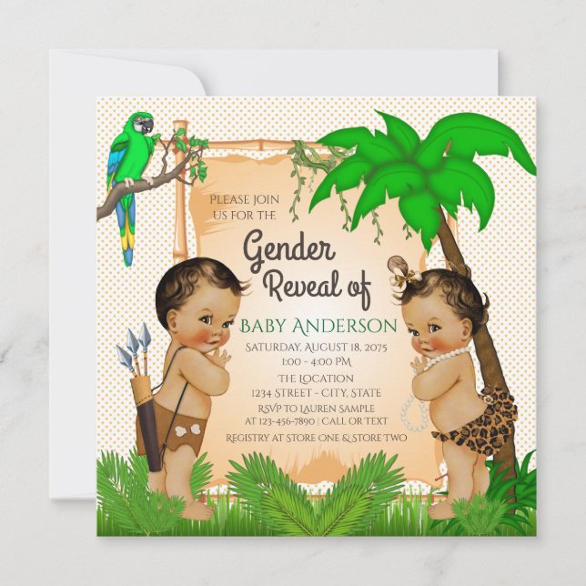 Invitaciones de Revelación de Género de Safari de  (Anverso)