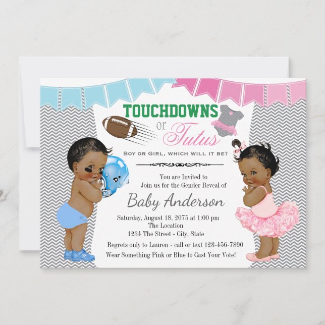 Invitaciones de Revelación de Género Touchdowns o  (Anverso)