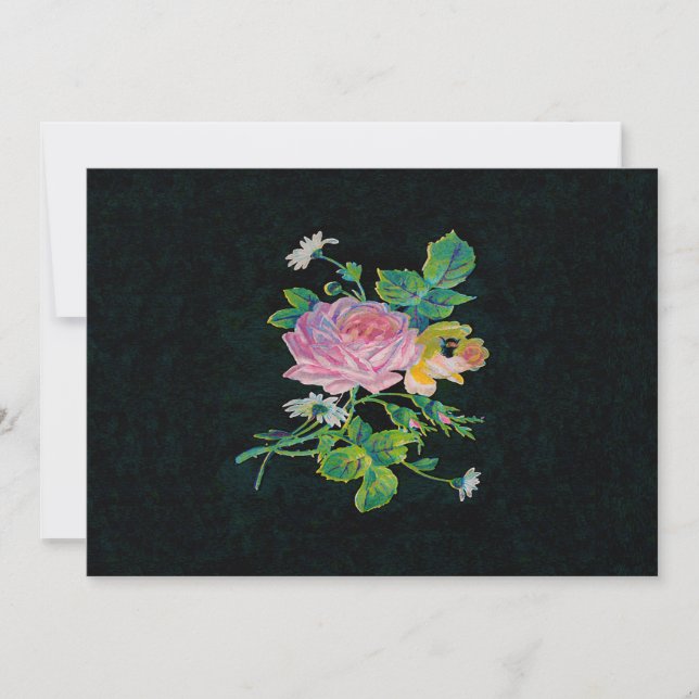 Invitaciones de Rosa en inglés Boda rosa negro (Anverso)