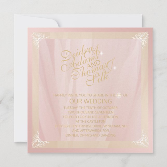 Invitaciones de Rosa Gold y Rubor (Reverso)