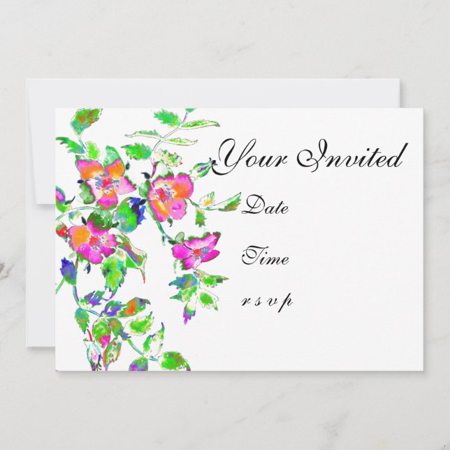 Invitaciones de rosa rosado vintage (Anverso)