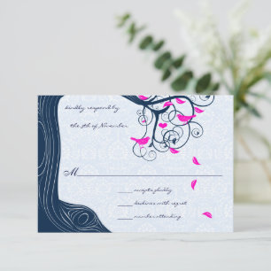 Invitaciones de RSVP a Swirls Boda de Árbol Naval