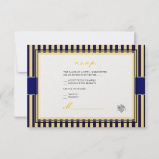 Invitaciones de rsvp con franjas amarillas y azule