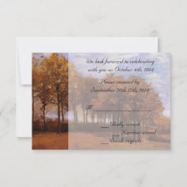Invitaciones de RSVP de boda otoño. Paisaje otoñal