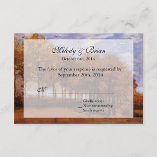 Invitaciones de RSVP de boda otoño. Paisaje otoñal