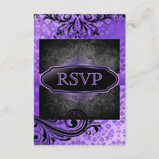 Invitaciones de Rsvp de pergamino púrpura lúcido v