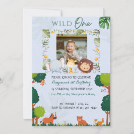 Invitaciones de Safari para el primer cumpleaños W