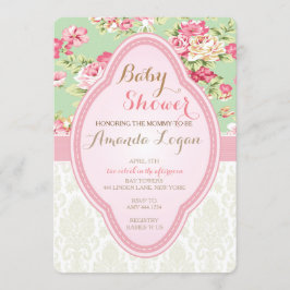 Invitaciones de Shabby Chic Baby Shower Tea Party