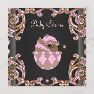 Invitaciones de Shower para Niña con Encaje de Oro