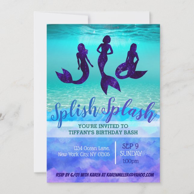 Invitaciones de Sirena Adulta (Anverso)
