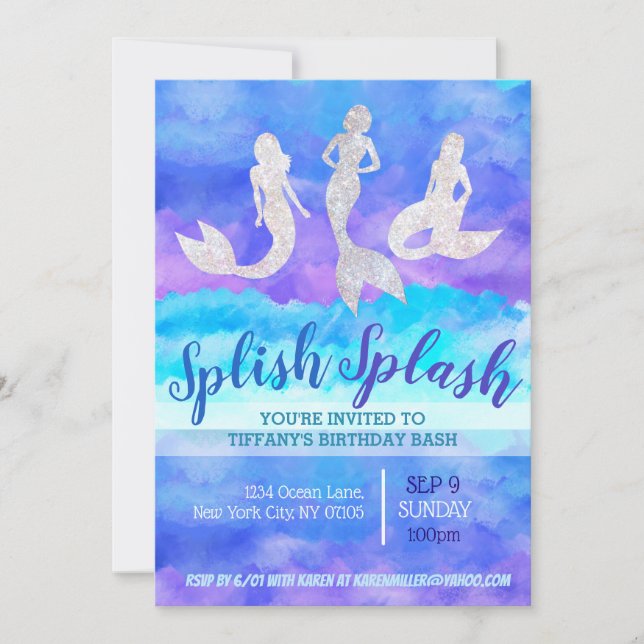 Invitaciones de sirena adulta (Anverso)