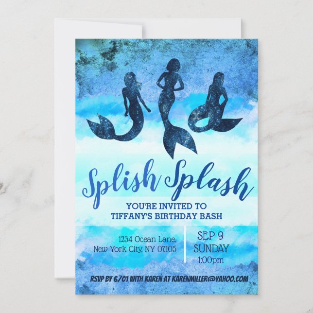 Invitaciones de sirena adulta (Anverso)