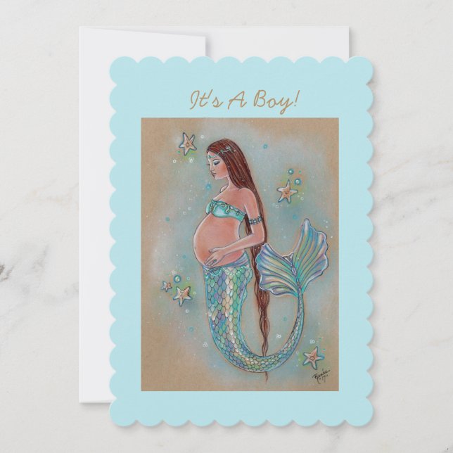 Invitaciones de sirena de ducha de bebé por Renee  (Anverso)