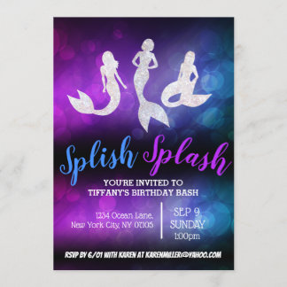 Invitaciones de sirena para fiesta de adultos mora