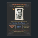 Invitaciones de sorpresa con estilo de cosecha de<br><div class="desc">Añade tu foto a esta invitación de tiza de estilo vintage. Agregue cualquier edad. Perfecto para un fiesta sorpresa o no sorpresa. Se incluye la impresión posterior.</div>