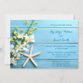 Invitaciones de Starfish Beach Wedding con orquíde