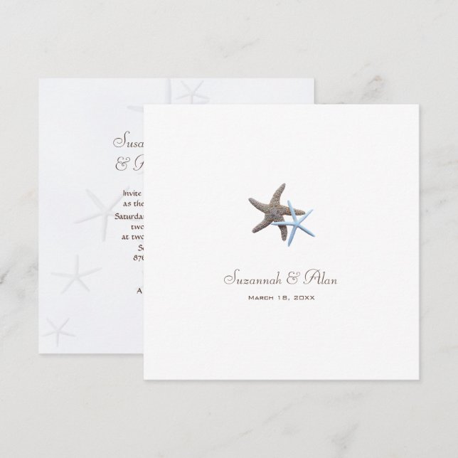 Invitaciones de Starfish Couple Beach Wedding Squa (Anverso / Reverso)
