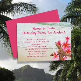 Invitaciones de Starfish de Luau Pink Frangipani