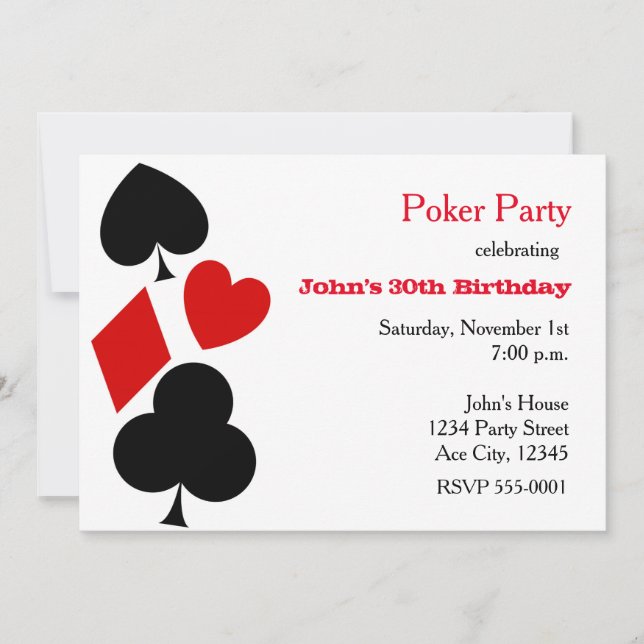 Invitaciones de Suites de Cartas de Juego de Fiest (Anverso)