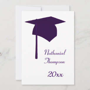 Invitaciones de tapón de graduación púrpura y de t