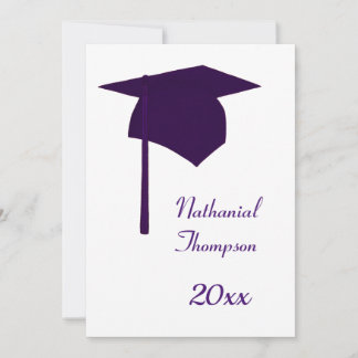 Invitaciones de tapón de graduación púrpura y de t