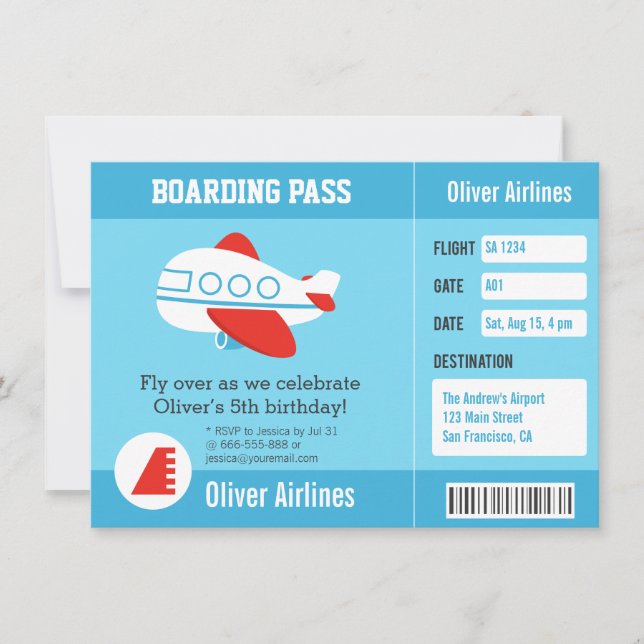 Invitaciones de Tarjeta de Embarque de Aerolínea p (Anverso)