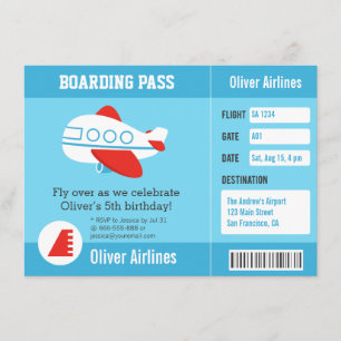 Invitaciones de Tarjeta de Embarque de Aerolínea p