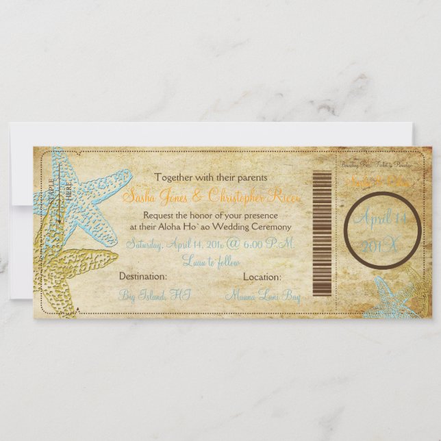 INVITACIONES DE TARJETA DE EMBARQUE DE ESTRELLA DE (Anverso)