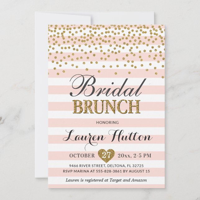 Invitaciones de Tarjetas para Brunch de Boda en Or (Anverso)
