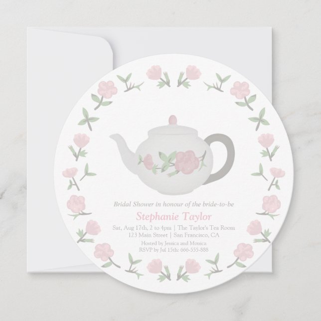 Invitaciones de té para fiesta de desposada con te (Anverso)