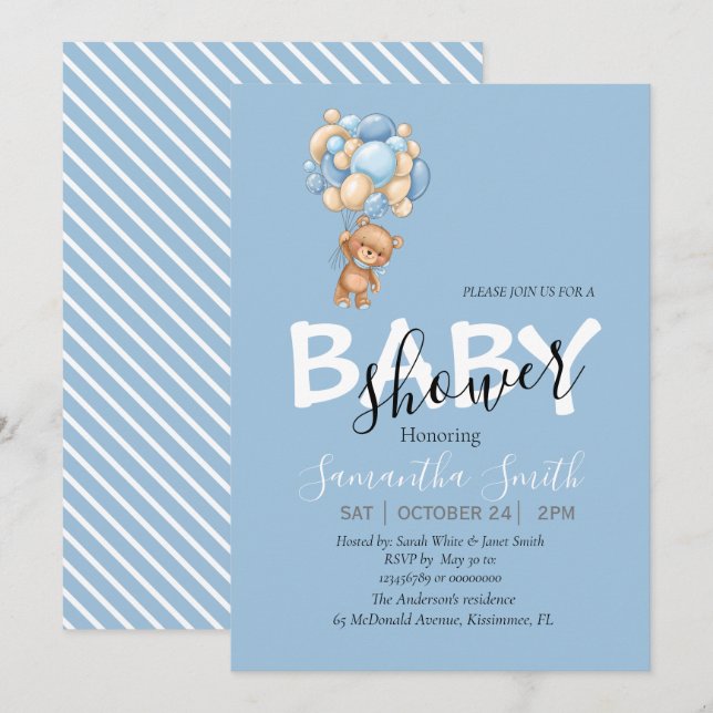 invitaciones de teddy blue (Anverso / Reverso)