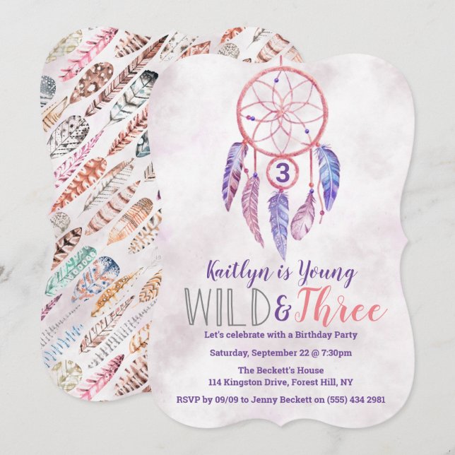 Invitaciones de tercer cumpleaños para jóvenes, sa (Anverso / Reverso)