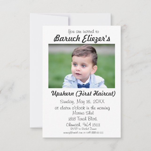 Invitaciones de Upshern Upsherin (Anverso)