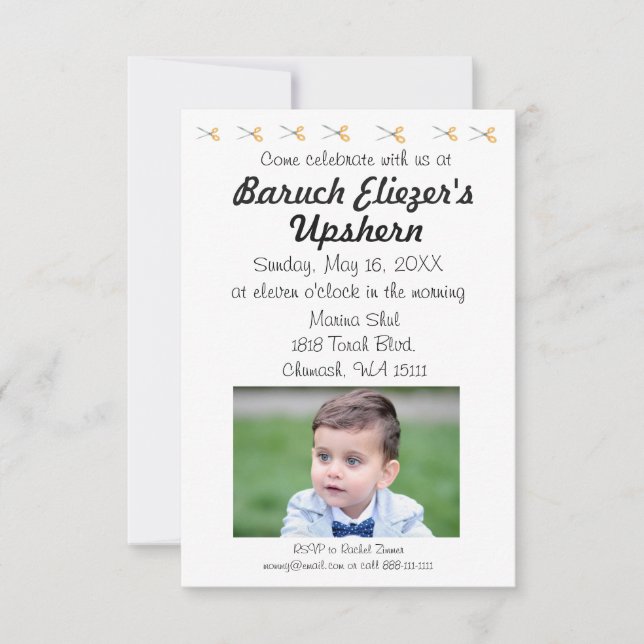 Invitaciones de Upshern Upsherin (Anverso)