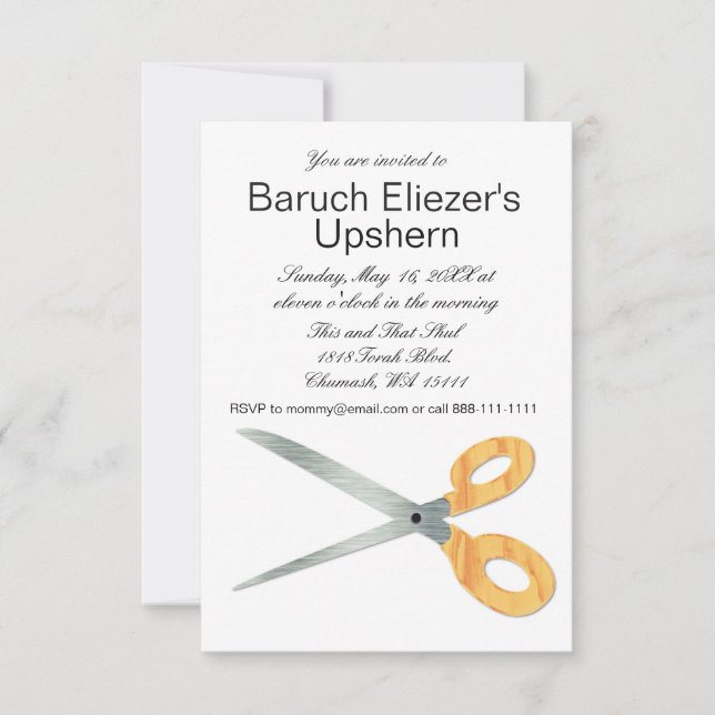 Invitaciones de Upshern Upsherin (Anverso)