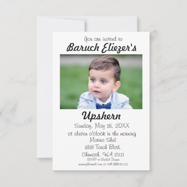 Invitaciones de Upshern Upsherin (Anverso)