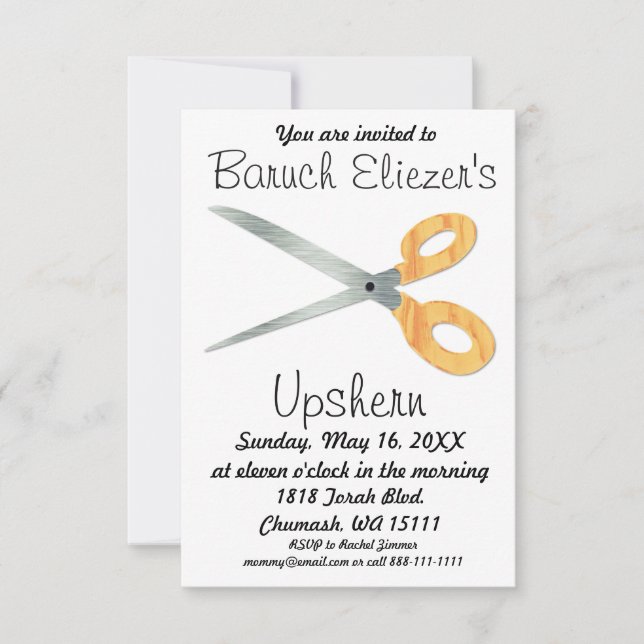 Invitaciones de Upshern Upsherin (Anverso)