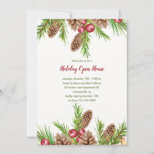 Invitaciones de vacaciones de Pine y Berries